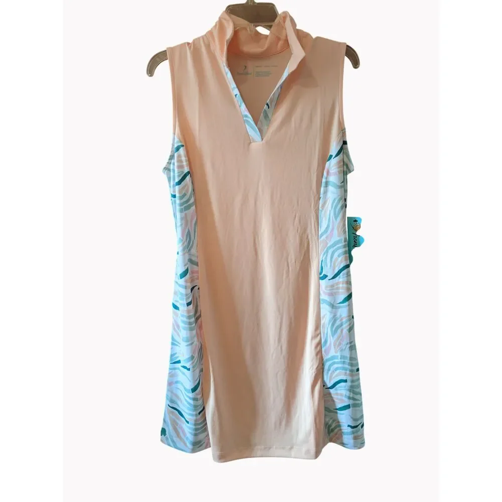 IronWood Golf Dress Peach Sleeveless UPF 50 Moisture Wicking Sz M Preppy Sporty
